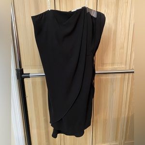 Halston Heritage Strapless dress with overlay and bead detail